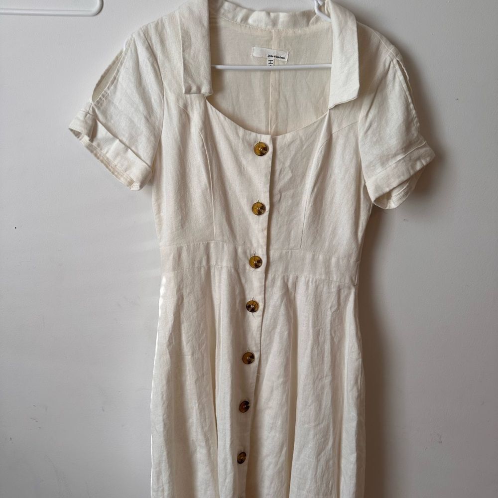 June & Hudson white/cream linen blend dress